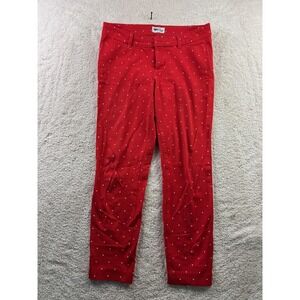 Old Navy Pixie Pants Womens 6 Red White Polka Dot Slim Fit Stretch Ankle Classic